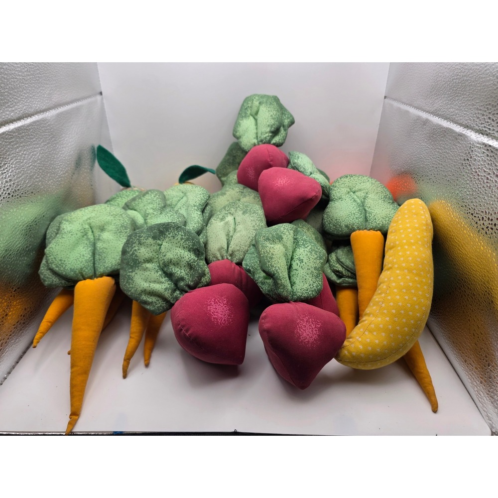 Handmade Fabric Fruit and Vegetable Plush Set Rustic Farmhouse Decor 24pc Bundle